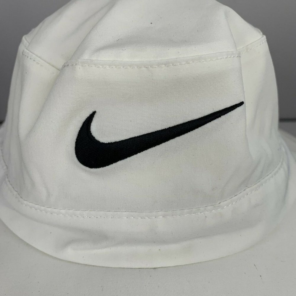 Nike Golf Dri-FIT Bucket Hat Sun Cap White Black Logo 639686-100 Men’s Size M  L - Picture 3 of 10